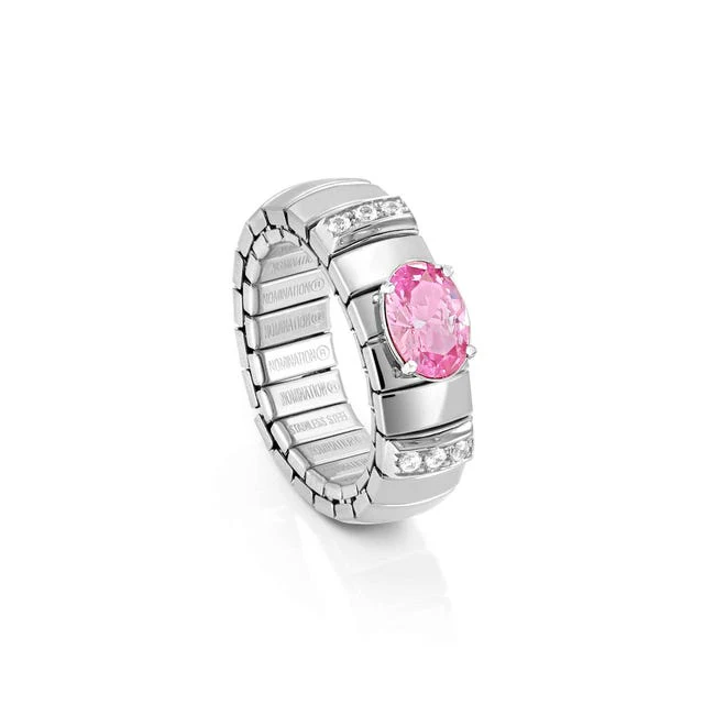 Nomination Extension Steel & Silver Oval Cubic Zirconia Ring