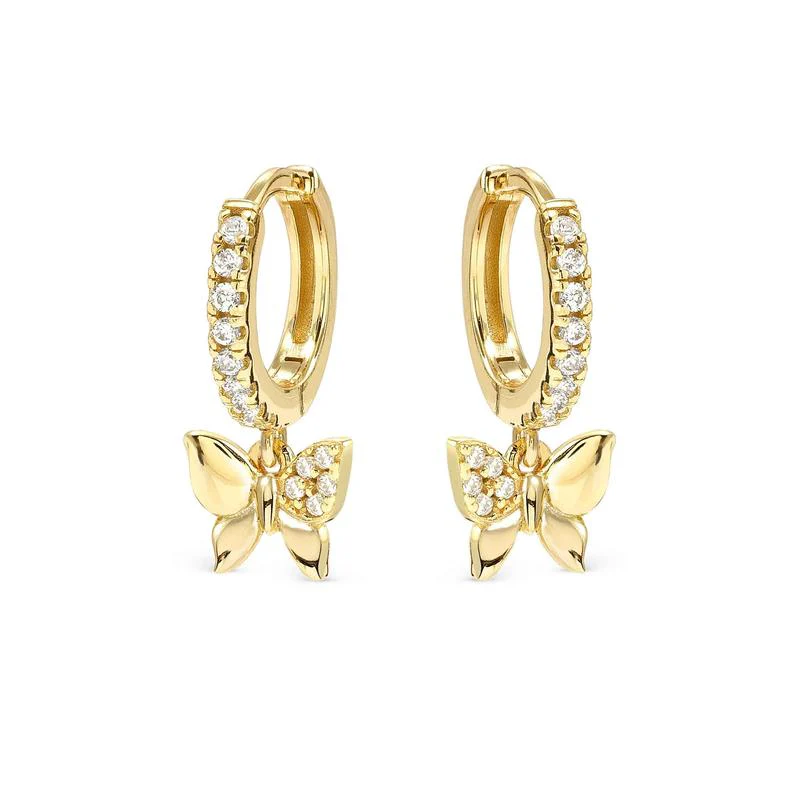 Nomination Gold Petit Sparkle Butterfly Hoop Earrings - Image 5
