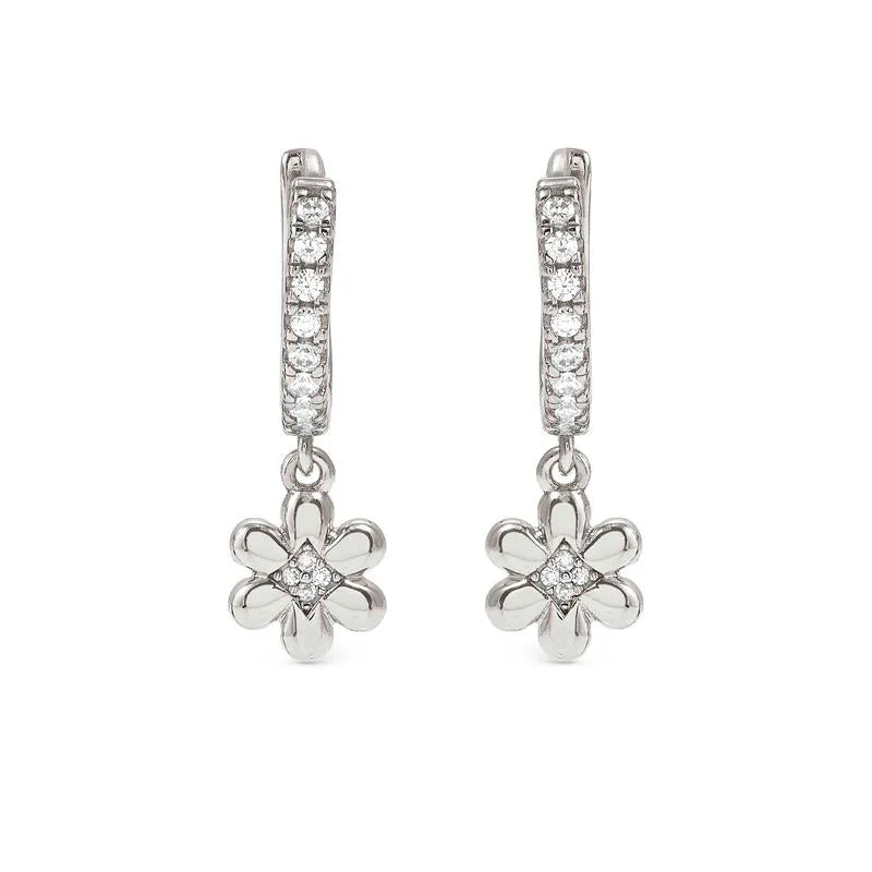 Nomination Petit Sparkle Silver Flower Hoop Earrings - Image 4