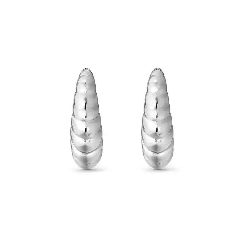 Nomination Chic Puffy Croissant Silver Hoop Earrings - Image 2