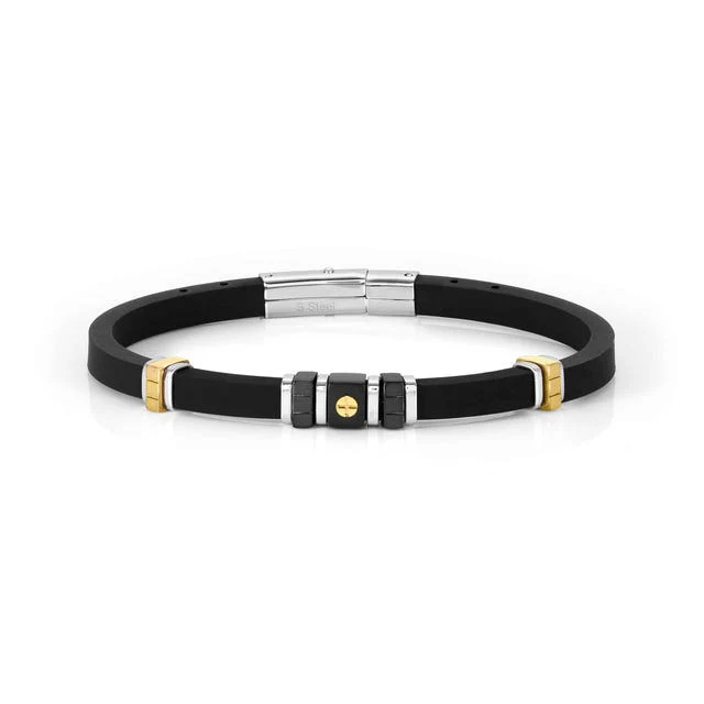 Nomination City Bracelet, Rubber, Yellow Gold, Stainless Steel