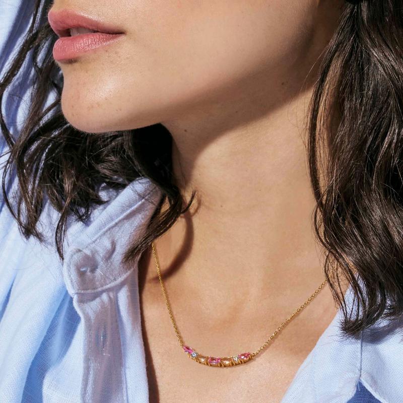 Nomination Gold Colour Wave Aurora Short Bar Cubic Zirconia Necklace - Image 2