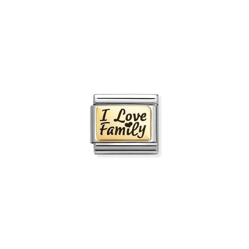 Nomination Composable Classic Link, 'I Love Family' Gold