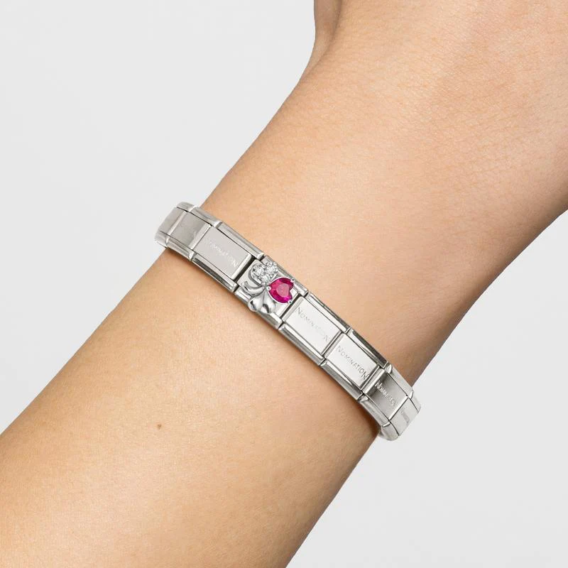 Nomination Composable Classic Link, Silver Clover with White & Red Stones - Image 2