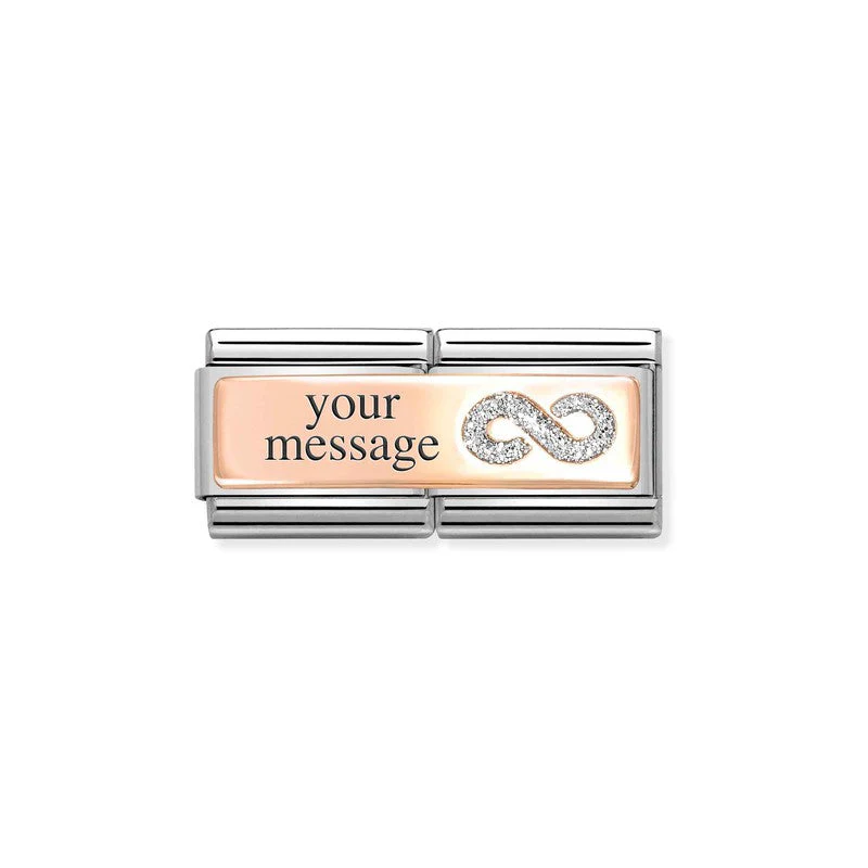 Nomination Composable Double Engraving Link, Infinity, 9K Rose Gold & Glitter Enamel - Image 5