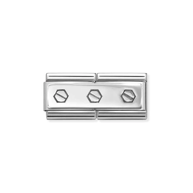 Nomination Composable Double Link Triple Hexagonal Screws, Silver