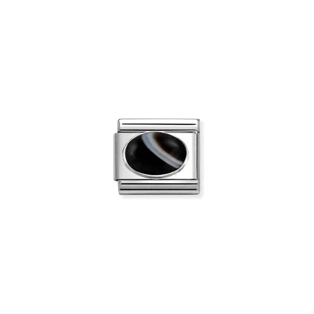 Nomination Composable Link Banded Onyx Stone, Silver