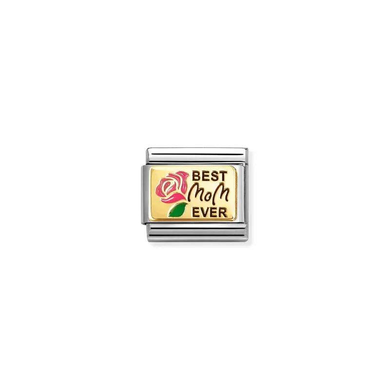 Nomination Composable Link Best Mom Ever, 18K Gold & Enamel