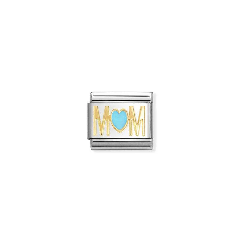Nomination Composable Link Blue Heart Mom, 18K Gold
