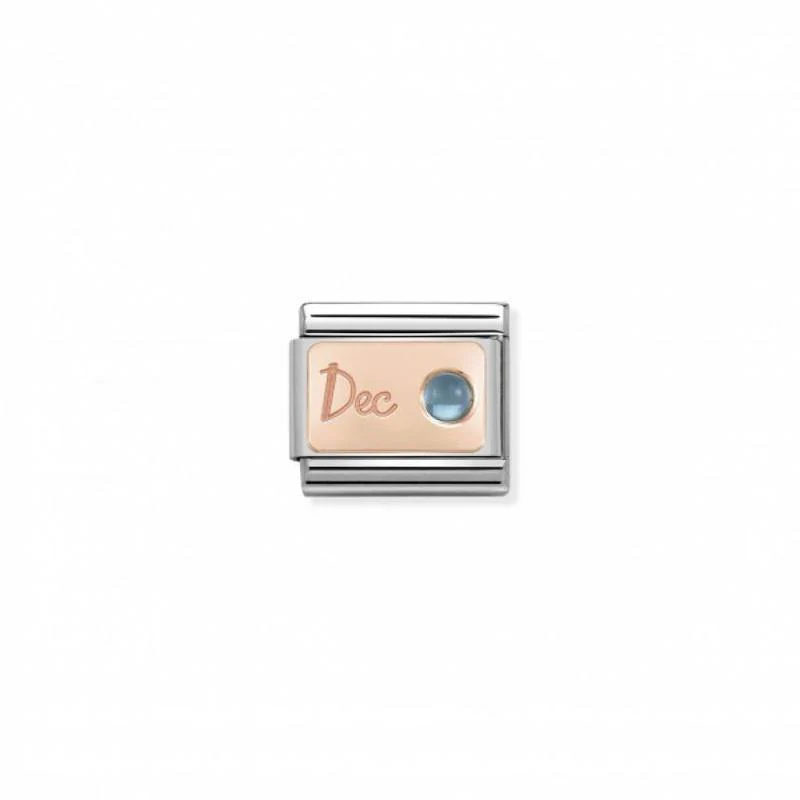 Nomination Composable Link December, Light Blue Topaz Stone, 9K Rose Gold