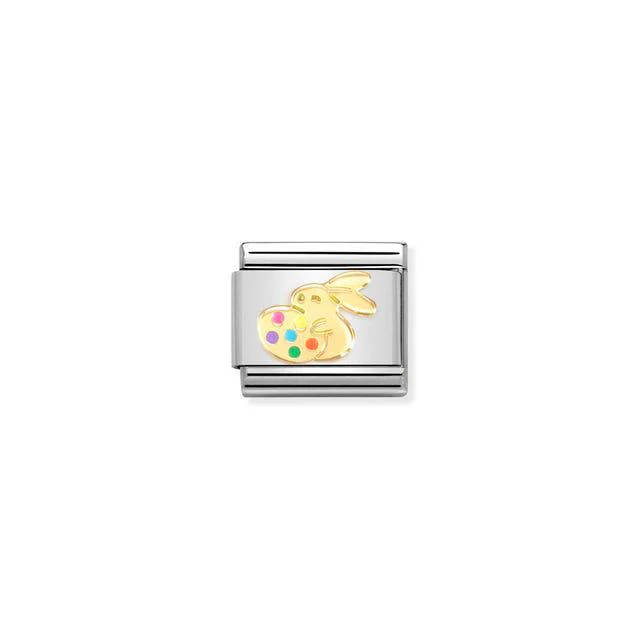 Nomination Composable Link Easter Bunny With Egg, 18K Gold & Enamel