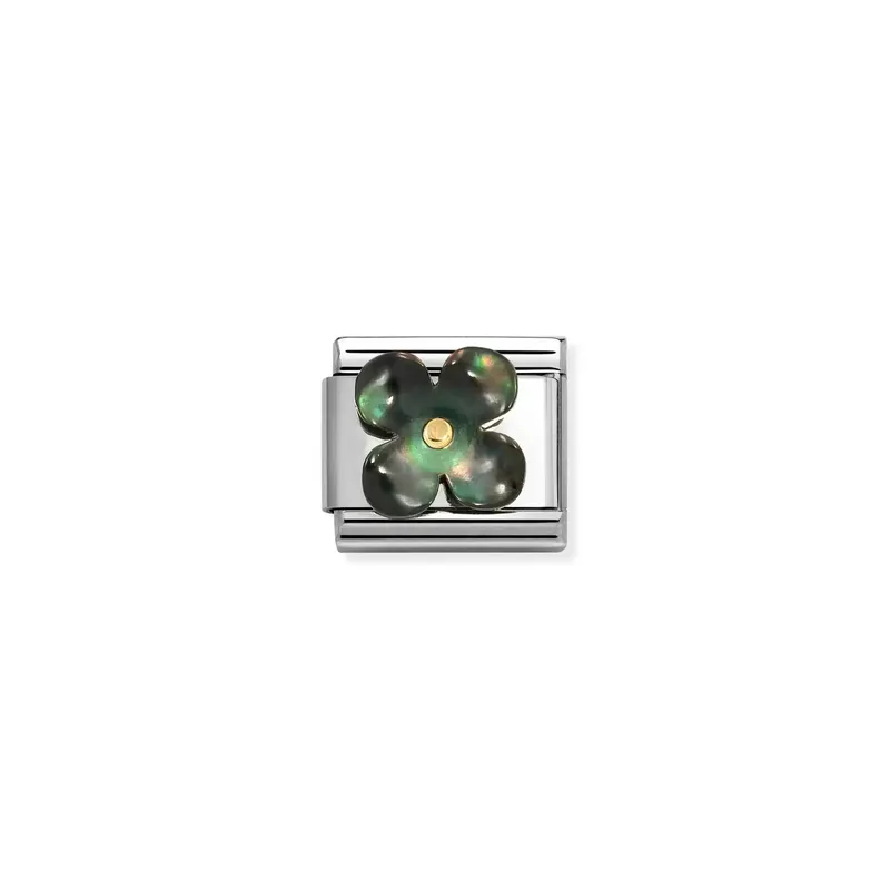 Nomination Composable Link Flower Black Mother of Pearl, Silver