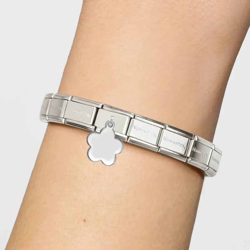 Nomination Composable Link Flower Engraving Pendant, Silver - Image 4