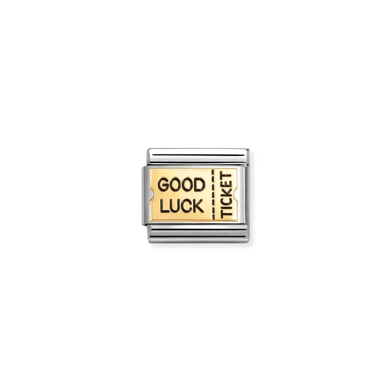 Nomination Composable Link Good Luck Ticket, 18K Gold