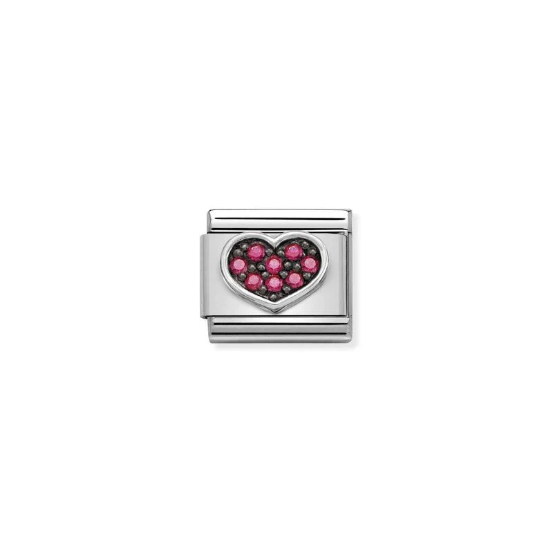 Nomination Composable Link Heart, Fuchsia Cubic Zirconia, Silver