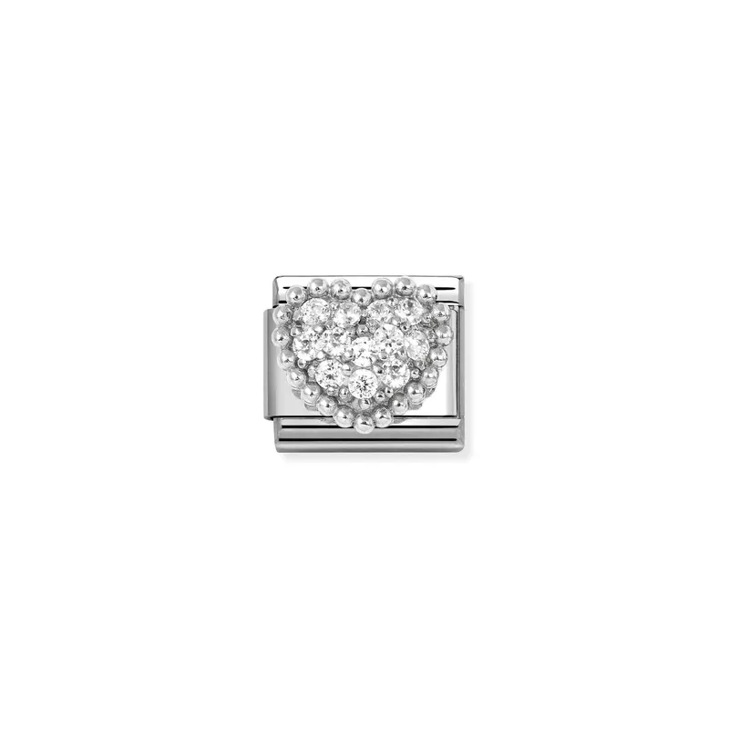 Nomination Composable Link Heart White Cubic Zirconia, Silver