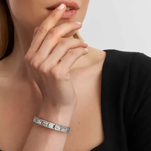 Nomination Composable Link Heart White Cubic Zirconia, Silver - Image 3