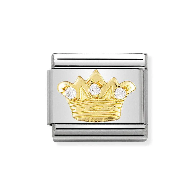 Nomination Composable Link King Crown, Cubic Zirconia, 18K Gold - Image 2