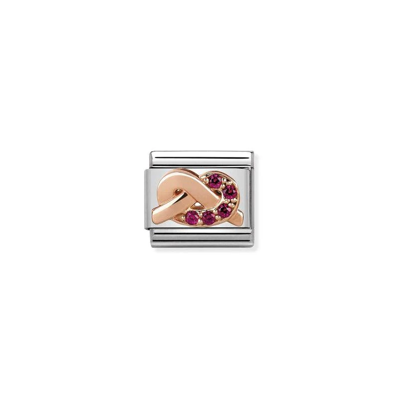 Nomination Composable Link Knot Love, Red Cubic Zirconia, 9K Rose Gold
