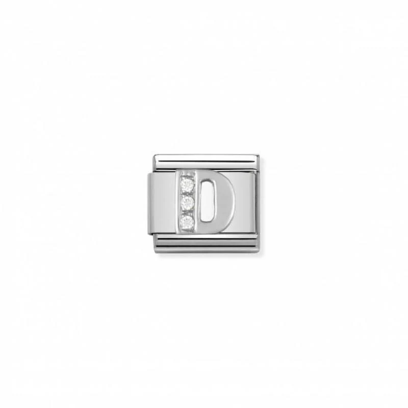 Nomination Composable Link Letter D, Cubic Zirconia, Silver