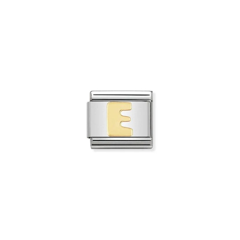 Nomination Composable Link Letter E, 18K Gold