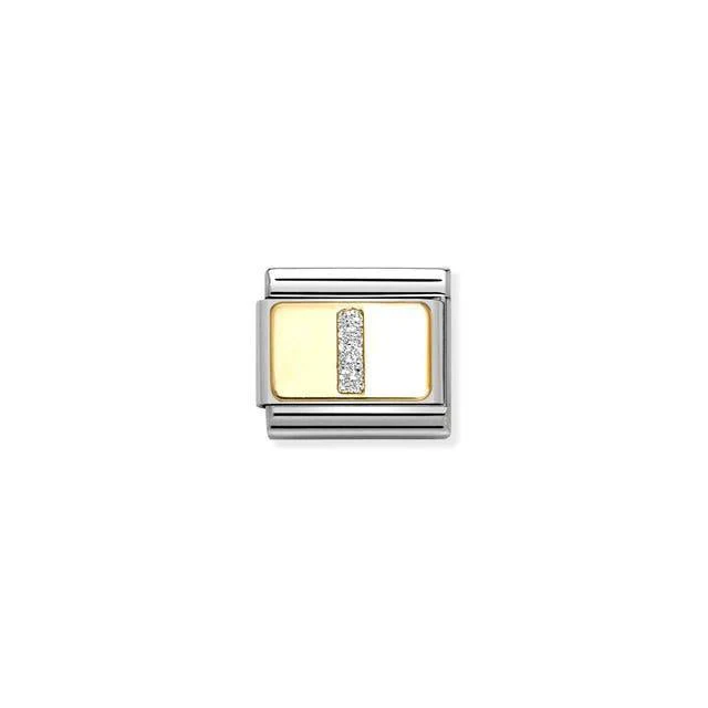 Nomination Composable Link Letter I, 18K Gold & Glitter Enamel