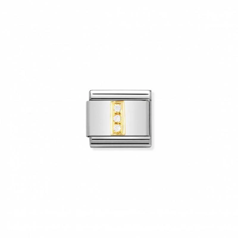 Nomination Composable Link Letter I, Cubic Zirconia, 18K Gold