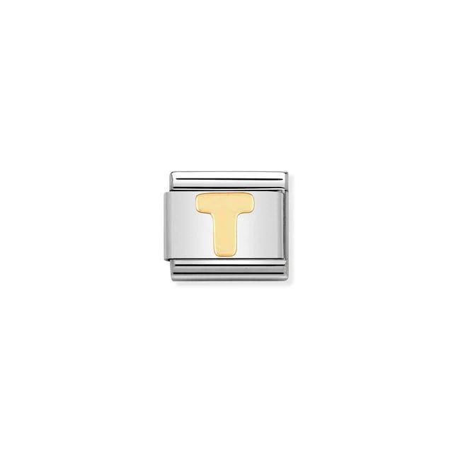 Nomination Composable Link Letter T, 18K Gold