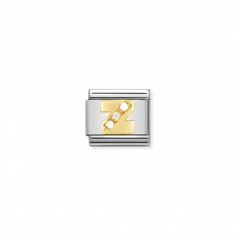 Nomination Composable Link Letter Z, Cubic Zirconia, 18K Gold
