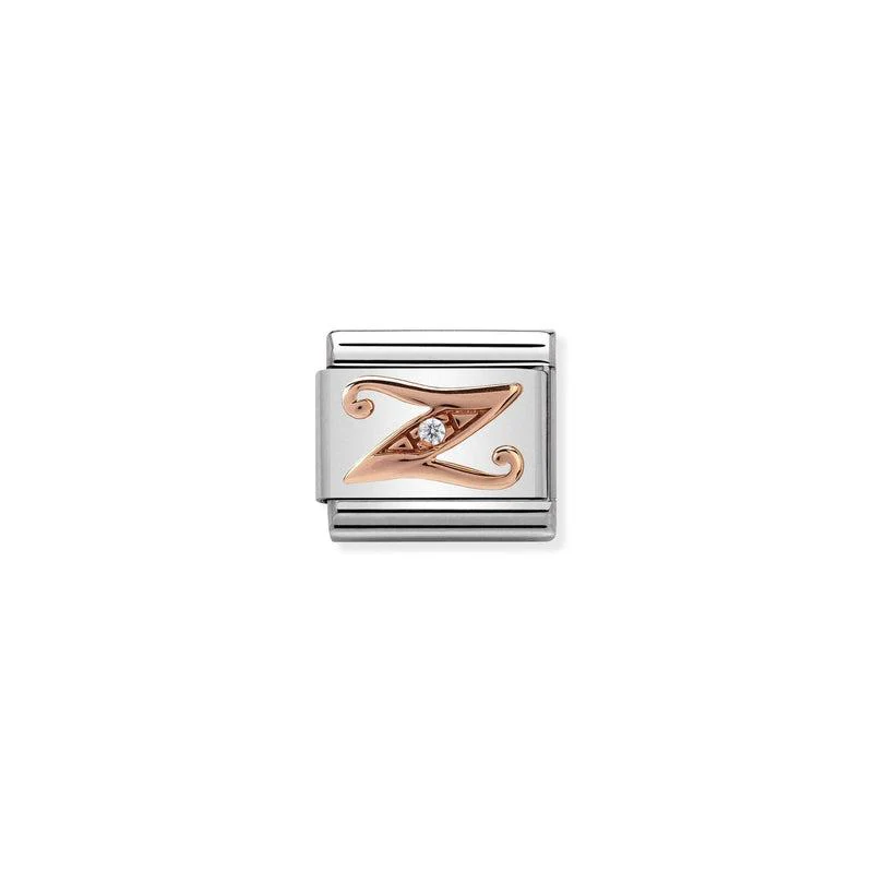 Nomination Composable Link Letter Z, Cubic Zirconia, 9K Rose Gold