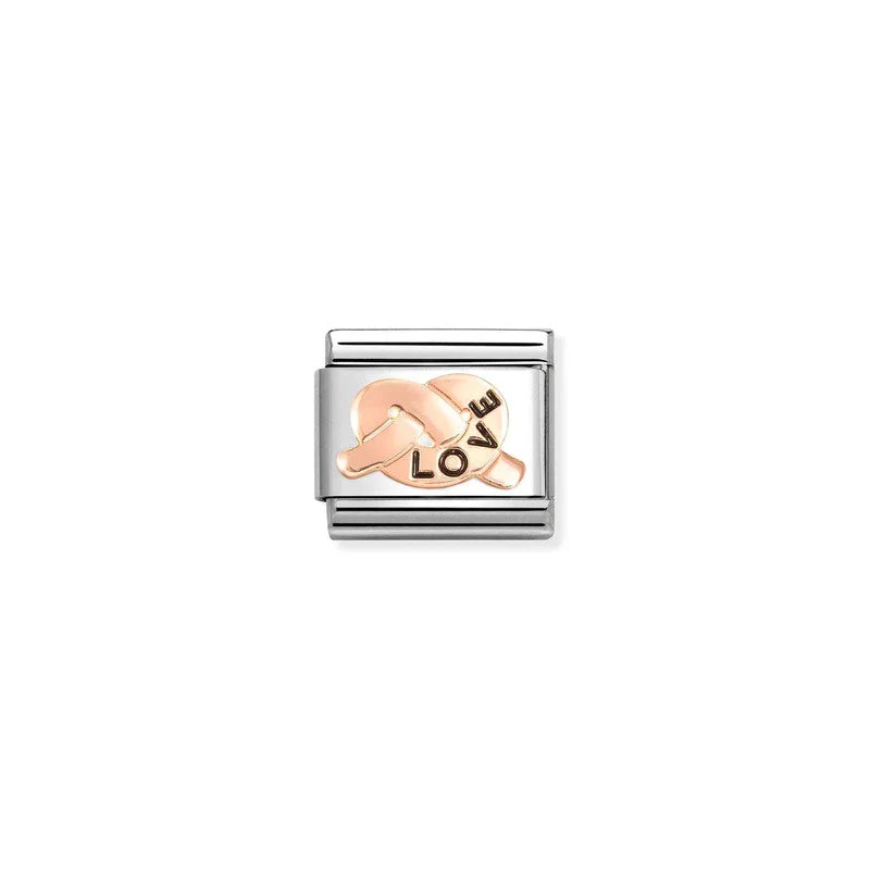 Nomination Composable Link Love Promises Knot, 9K Rose Gold & Enamel
