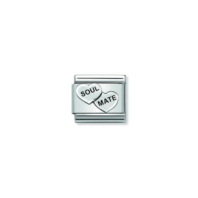 Nomination Composable Link Love Soul Mate Hearts, Silver