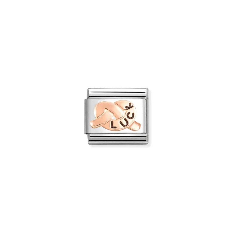 Nomination Composable Link Luck Promises Knot, 9K Rose Gold & Enamel