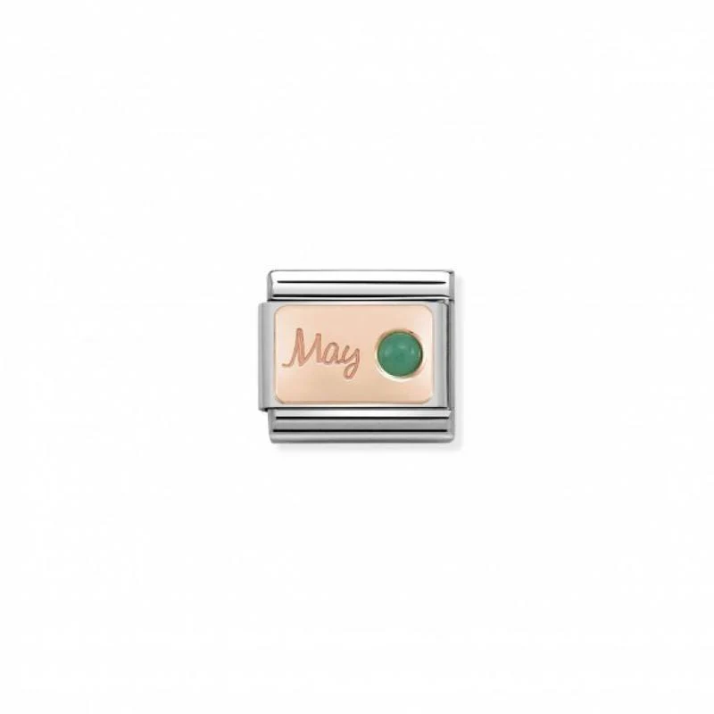 Nomination Composable Link May, Emerald Stone, 9K Rose Gold
