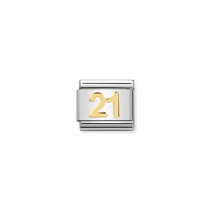 Nomination Composable Link Number 21, 18K Gold