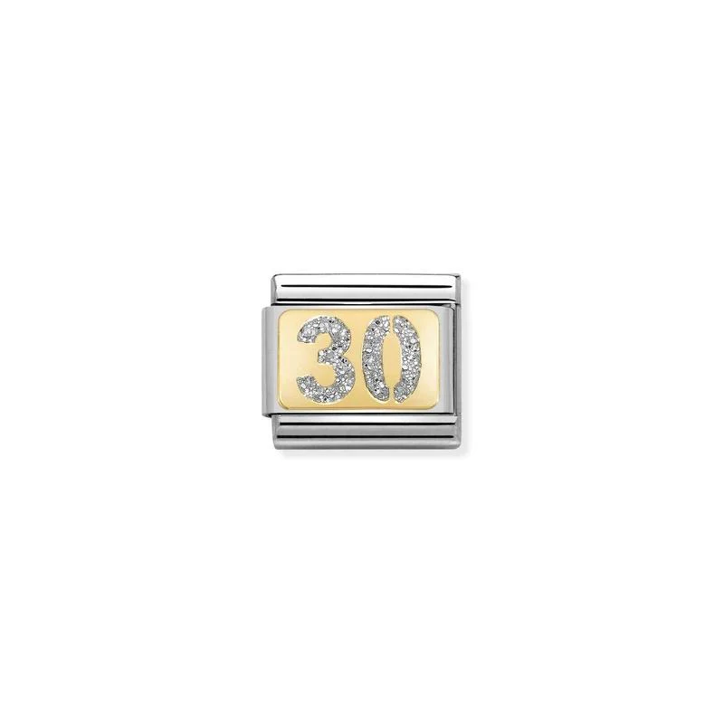 Nomination Composable Link Number 30, 18K Gold & Glitter Enamel