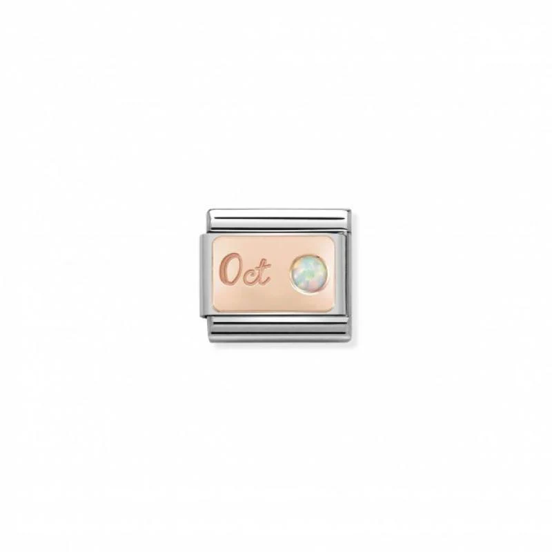 Nomination Composable Link October, White Opal Stone, 9K Rose Gold