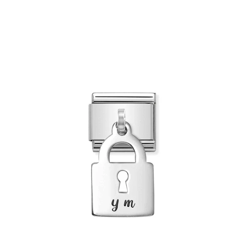 Nomination Composable Link Padlock Hanging Charm, Silver - Image 3