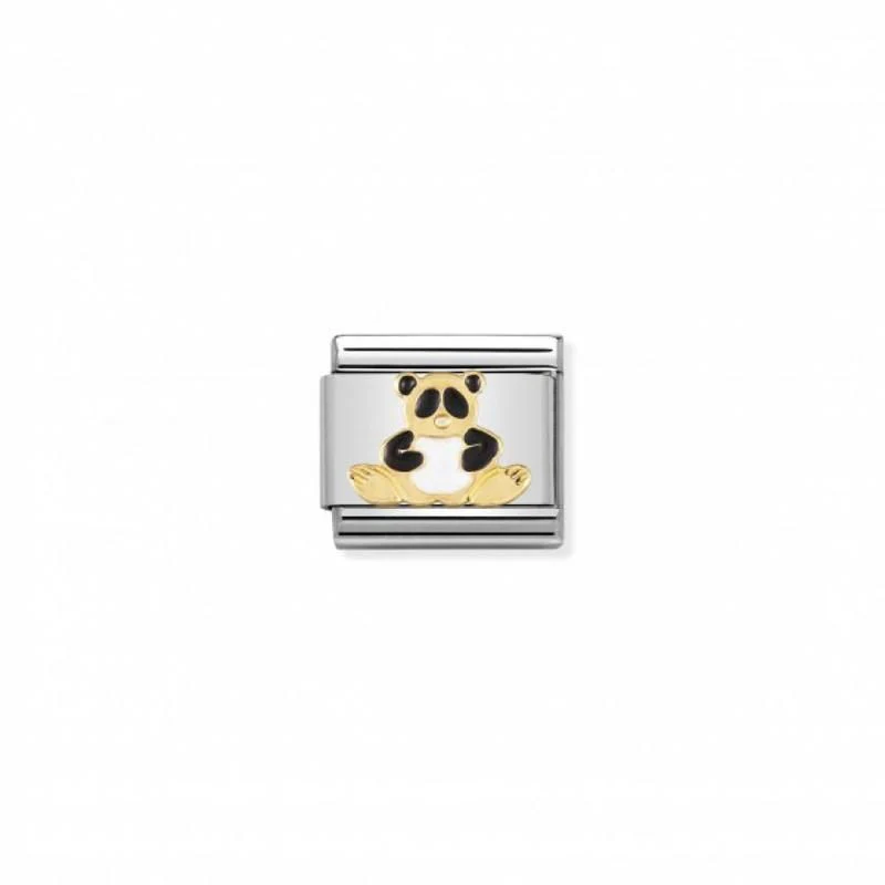 Nomination Composable Link Panda, 18K Gold & Enamel