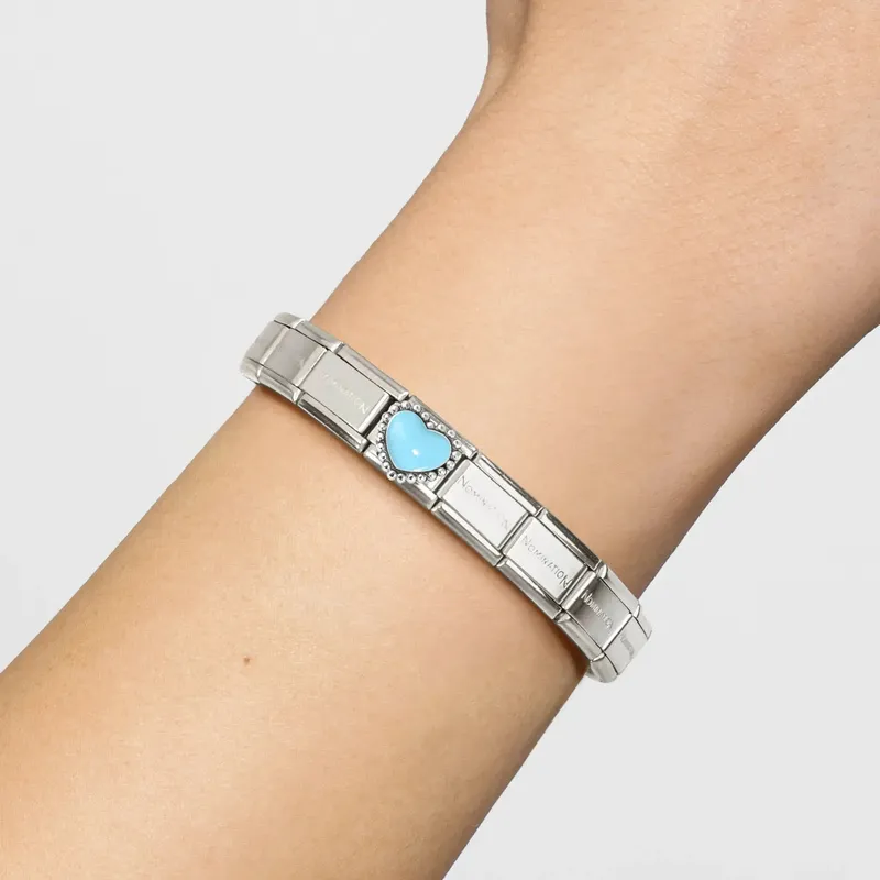 Nomination Composable Link Pastel Blue Heart, Silver & Enamel - Image 2