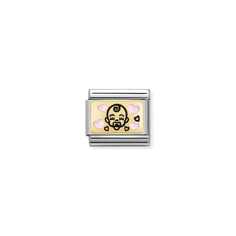 Nomination Composable Link Pink Baby, 18K Gold & Enamel