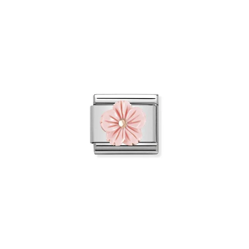 Nomination Composable Link Pink Flower, Coral Stone, 9K Rose Gold