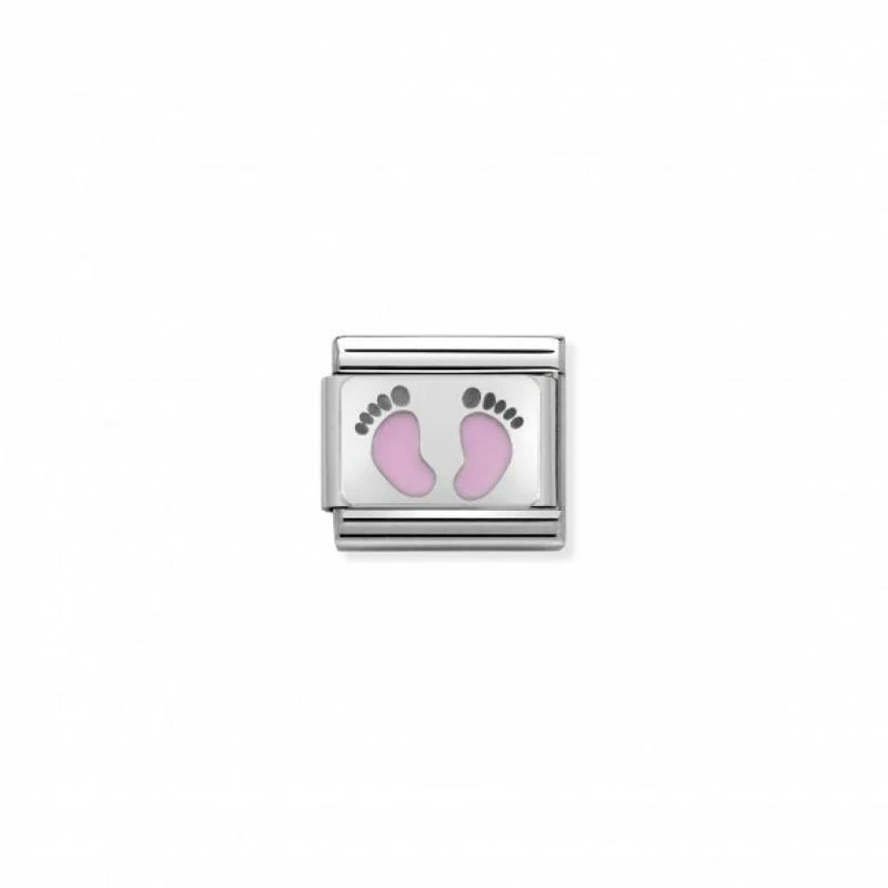 Nomination Composable Link Pink Footprints, Silver & Enamel