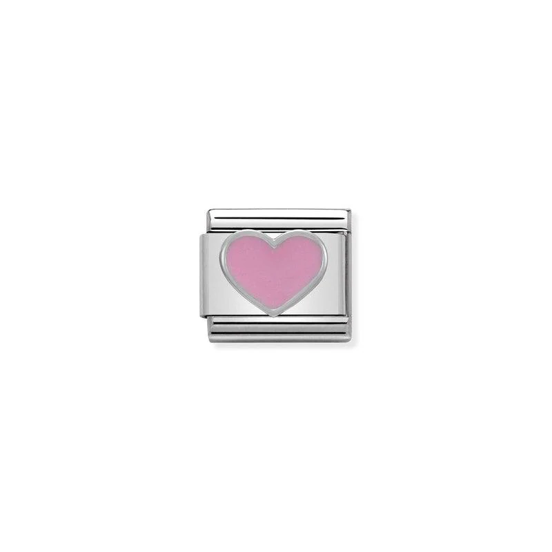 Nomination Composable Link Pink Heart, Silver & Enamel