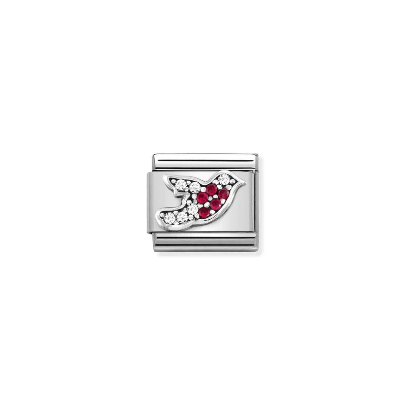 Nomination Composable Link Robin, Cubic Zirconia, Silver