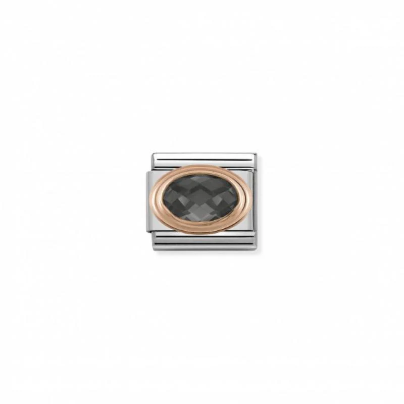 Nomination Composable Link Rope, Faceted Black Cubic Zirconia, 9K Rose Gold