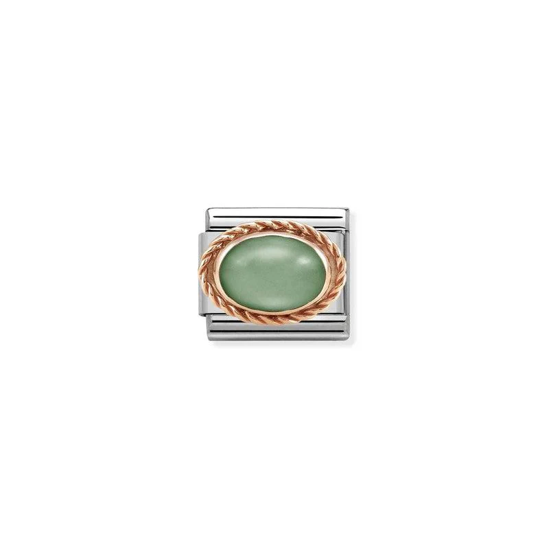 Nomination Composable Link Rope, Green Aventurine Stone, 9K Rose Gold
