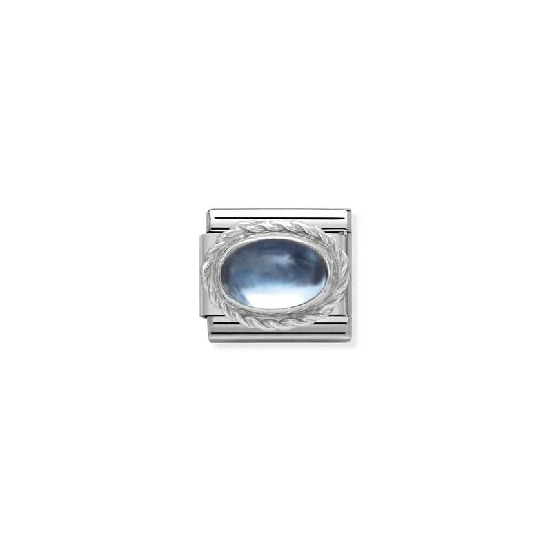 Nomination Composable Link Rope, Oval Blue Topaz Stone, Silver