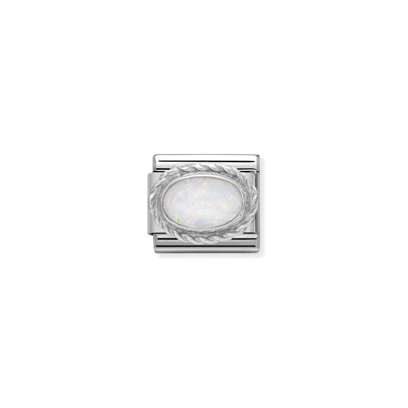 Nomination Composable Link Rope, Oval White Opal Stone, Silver