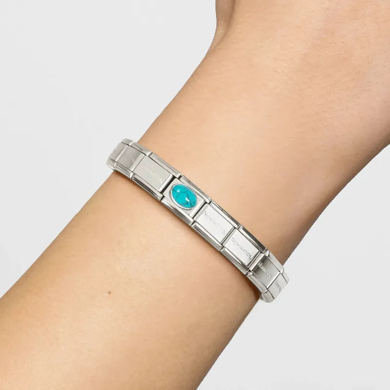 Nomination Composable Link Veined Turquoise Stone, Silver - Image 2
